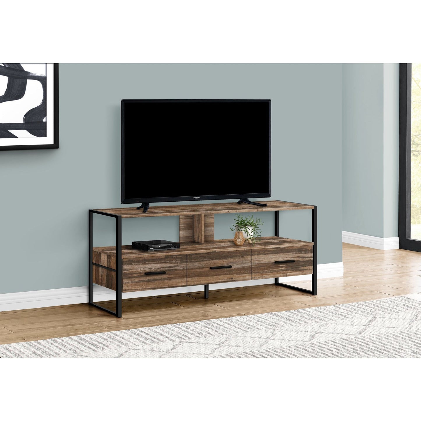 Tv Stand - 48"L / Brown Reclaimed / Black Metal