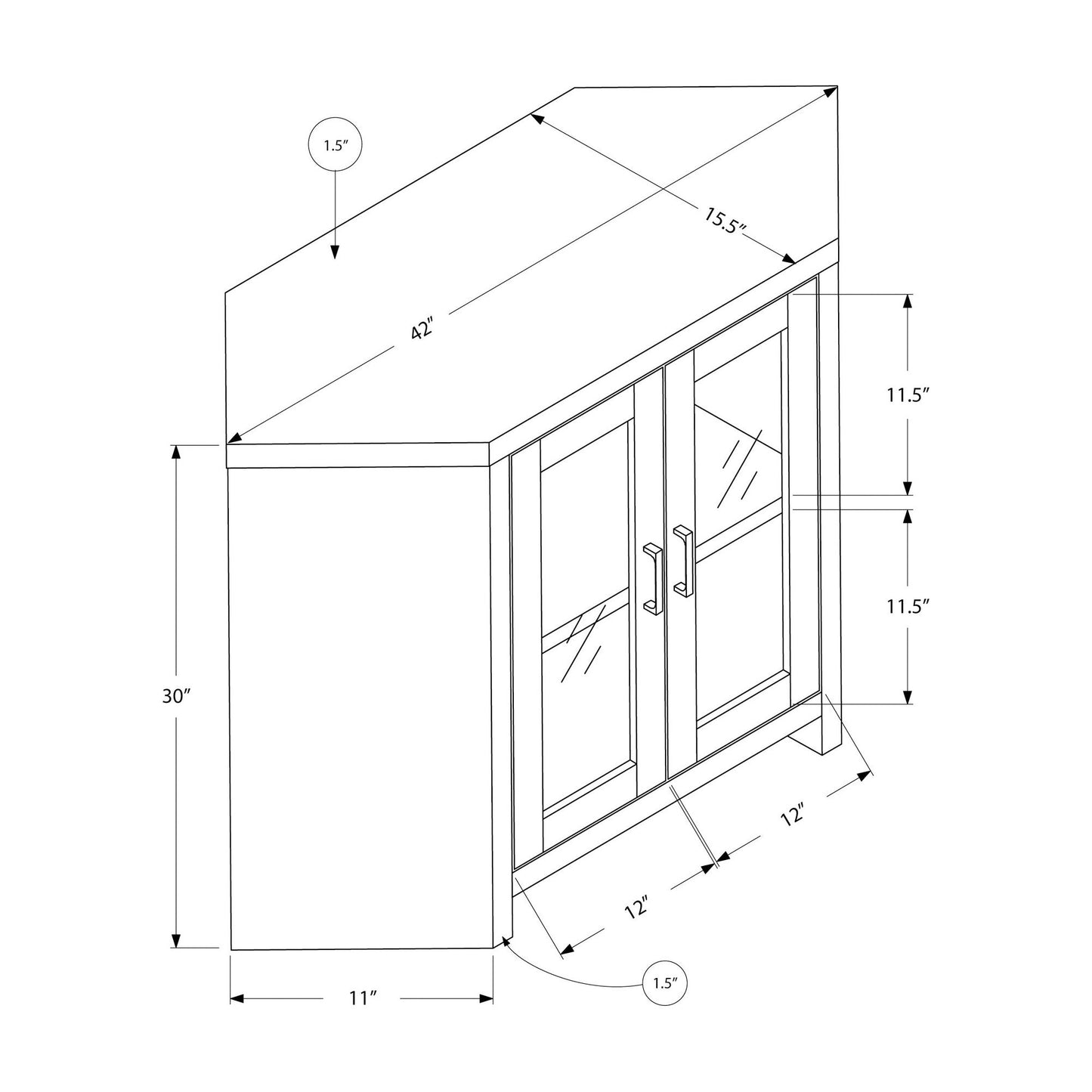 Tv Stand - 42"L / White Corner With Glass Doors