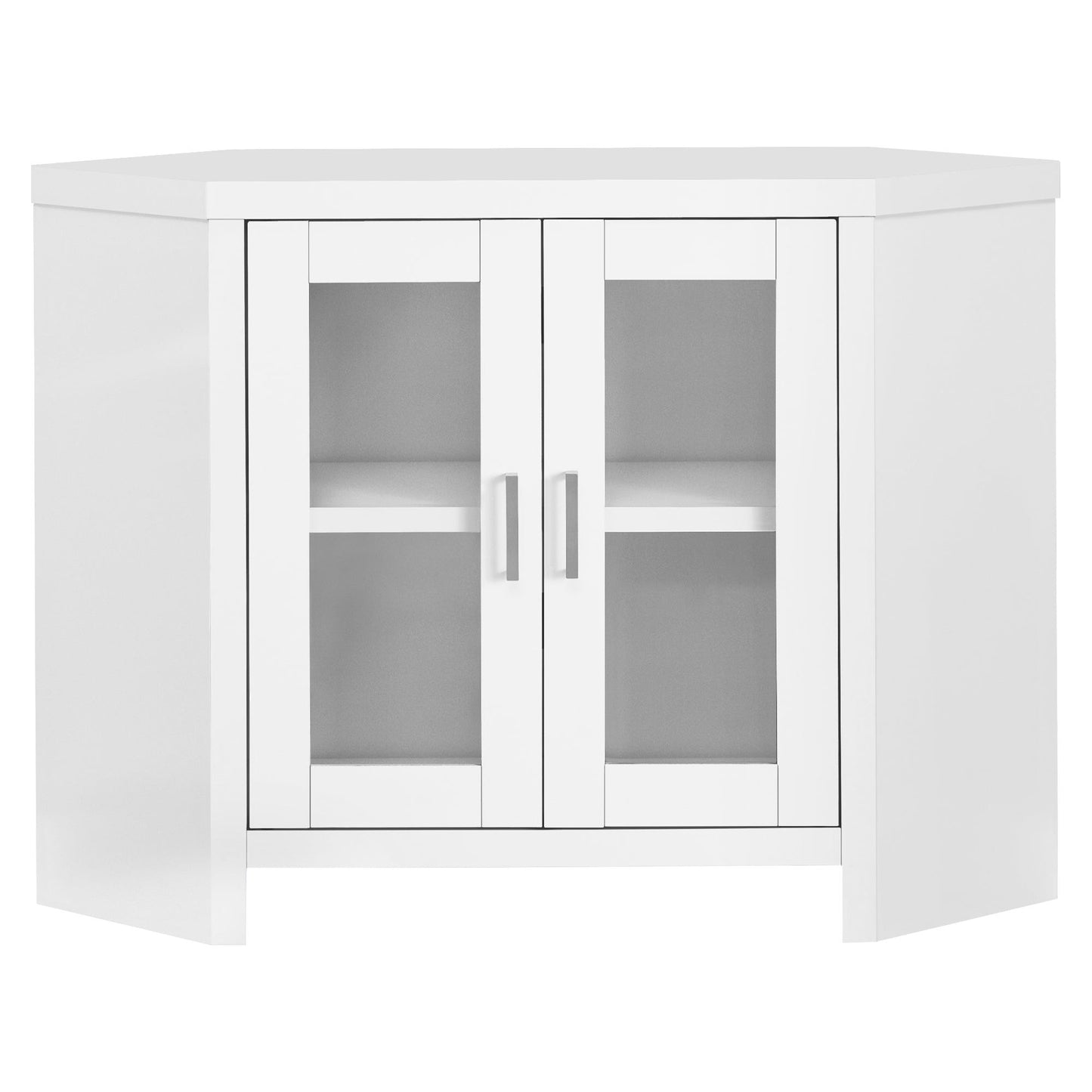 Tv Stand - 42"L / White Corner With Glass Doors