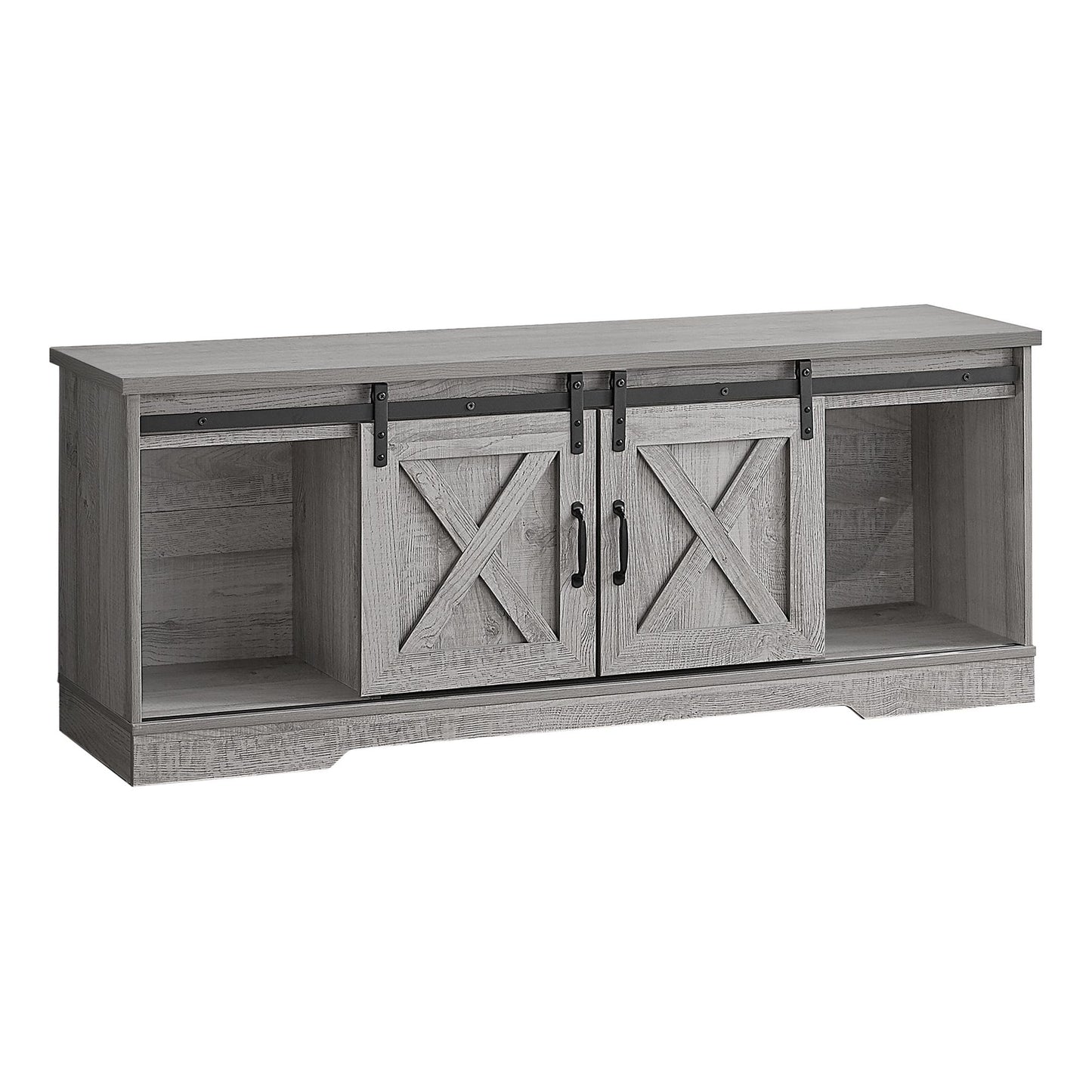 Tv Stand - 60"L / Grey With 2 Sliding Doors