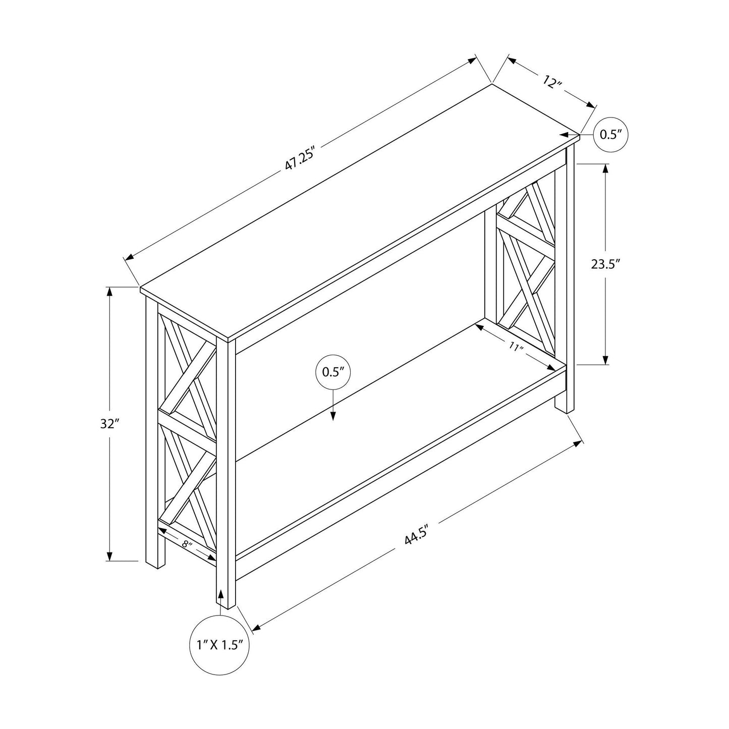 Accent Table - 48"L / Dark Taupe Hall Console