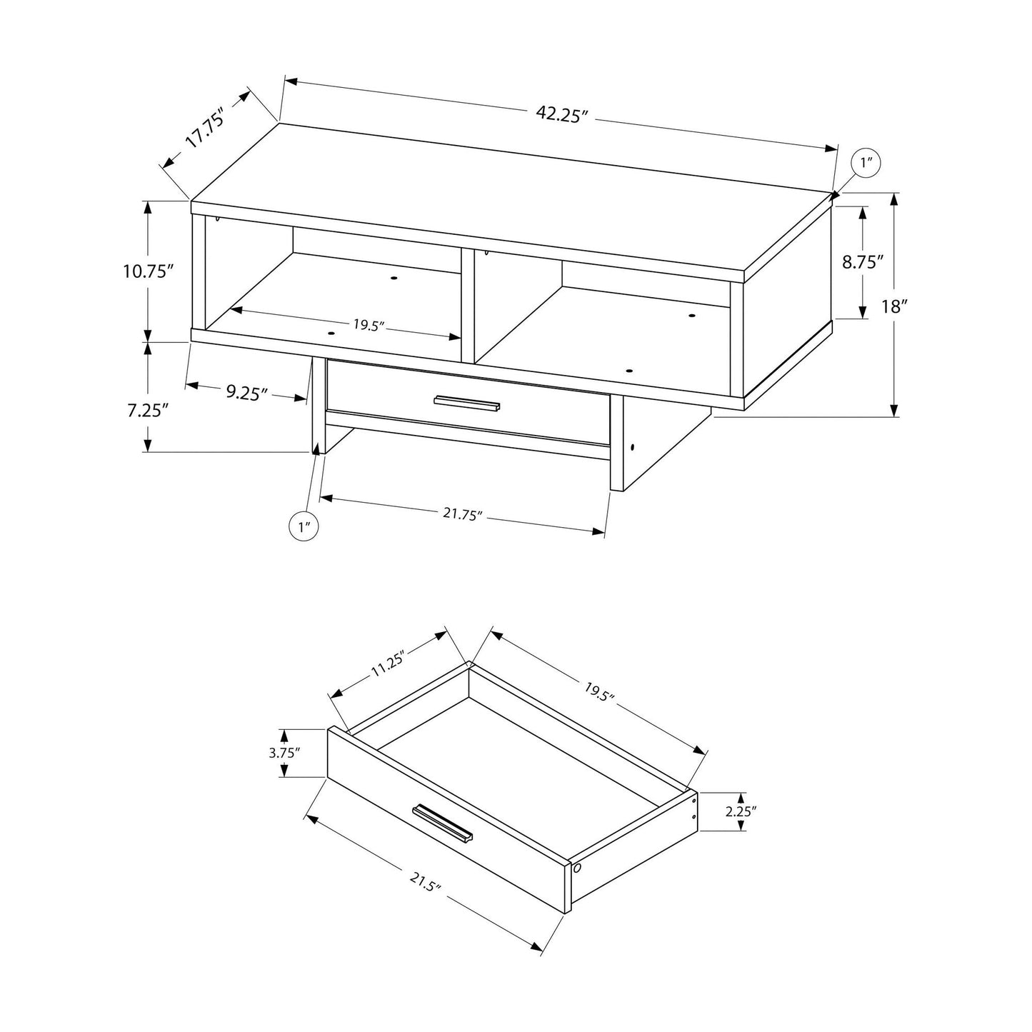 Coffee Table - Black / Grey Reclaimed Wood-Look