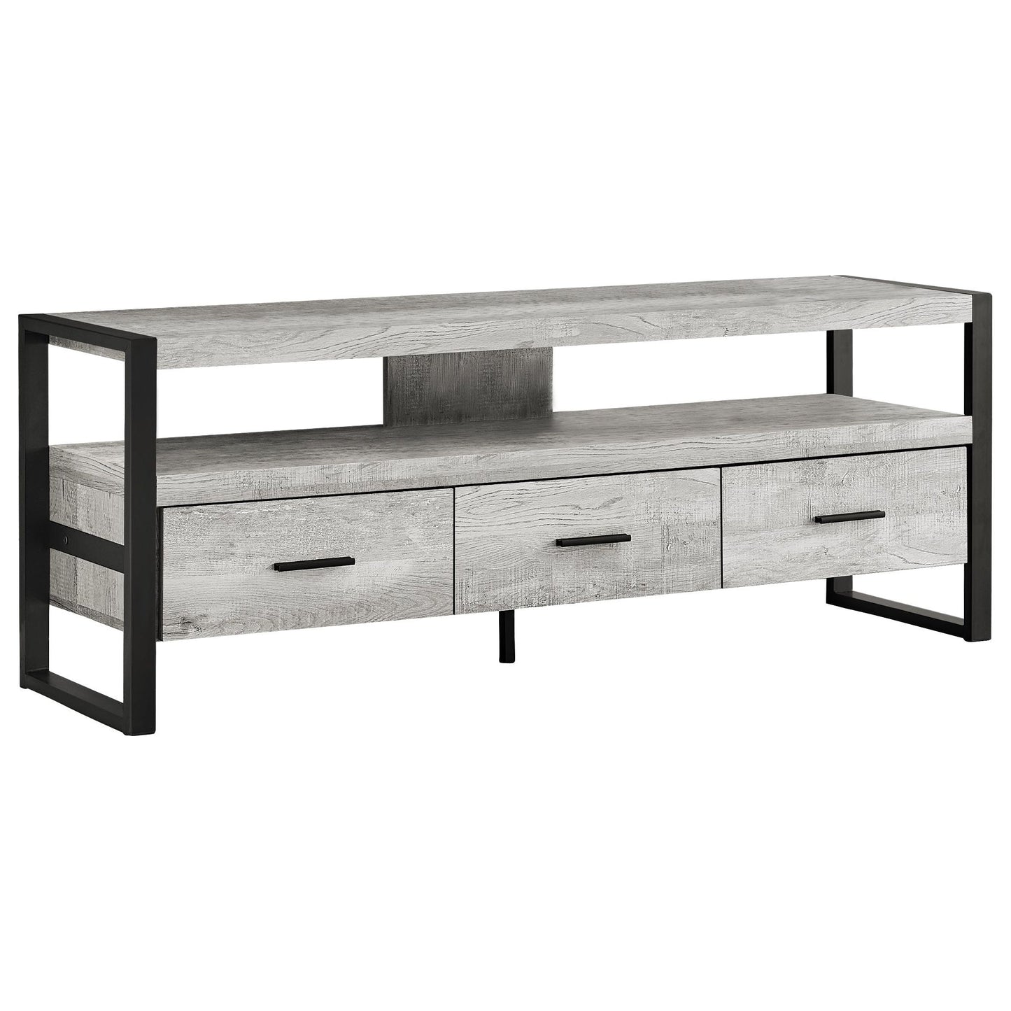 Tv Stand - 60"L / Grey Reclaimed Wood-Look / 3 Drawers