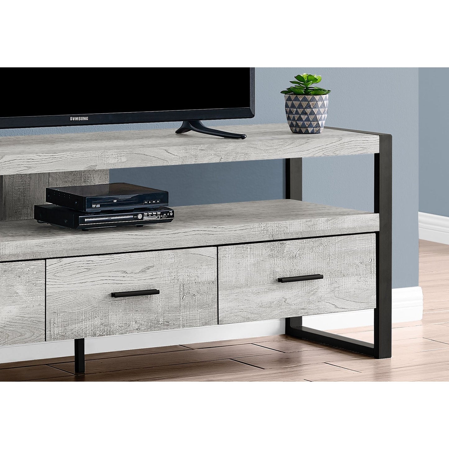 Tv Stand - 60"L / Grey Reclaimed Wood-Look / 3 Drawers