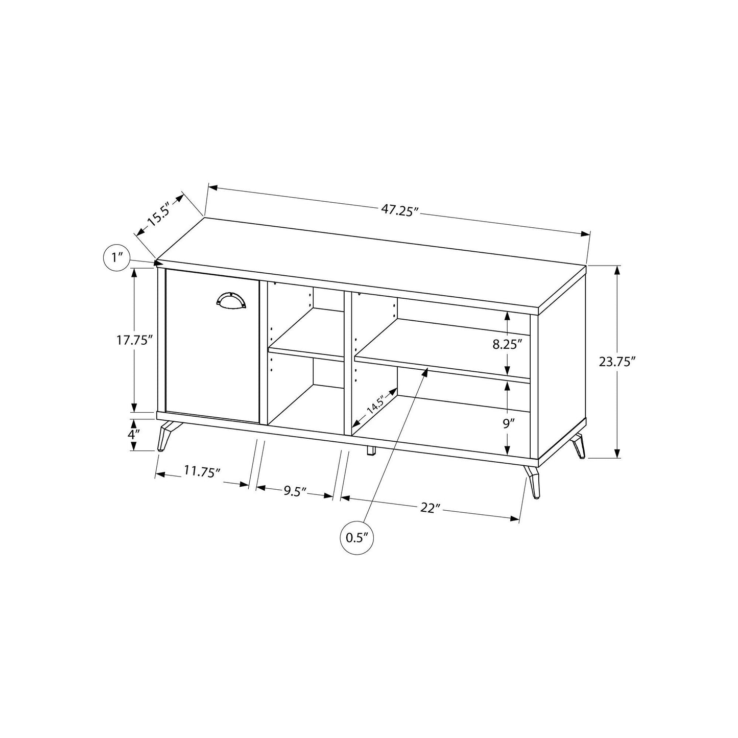 Tv Stand - 48"L / Grey Concrete / Medium Brown Reclaimed