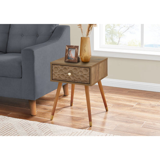 Accent Table - 20"H / Walnut Mid-Century With A Drawer