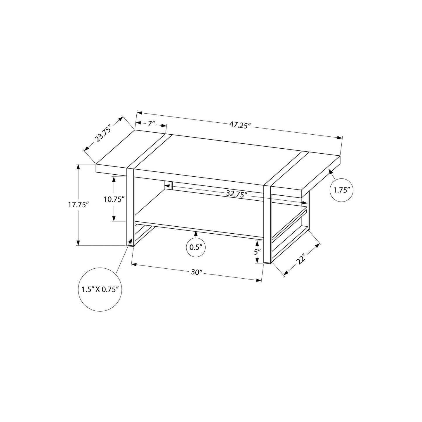 Coffee Table - Brown Reclaimed Wood-Look / Black Metal