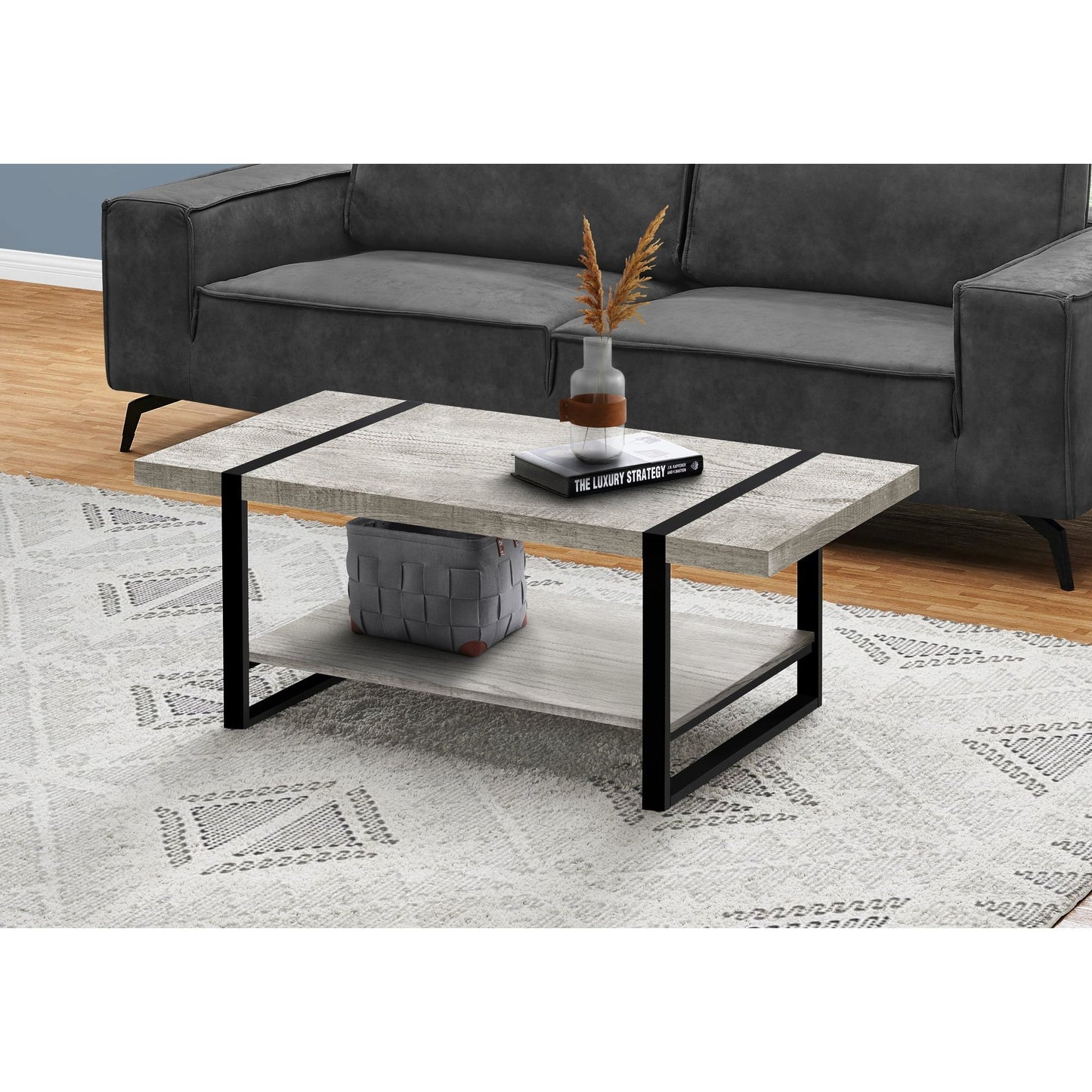 Coffee Table - Grey Reclaimed Wood-Look / Black Metal