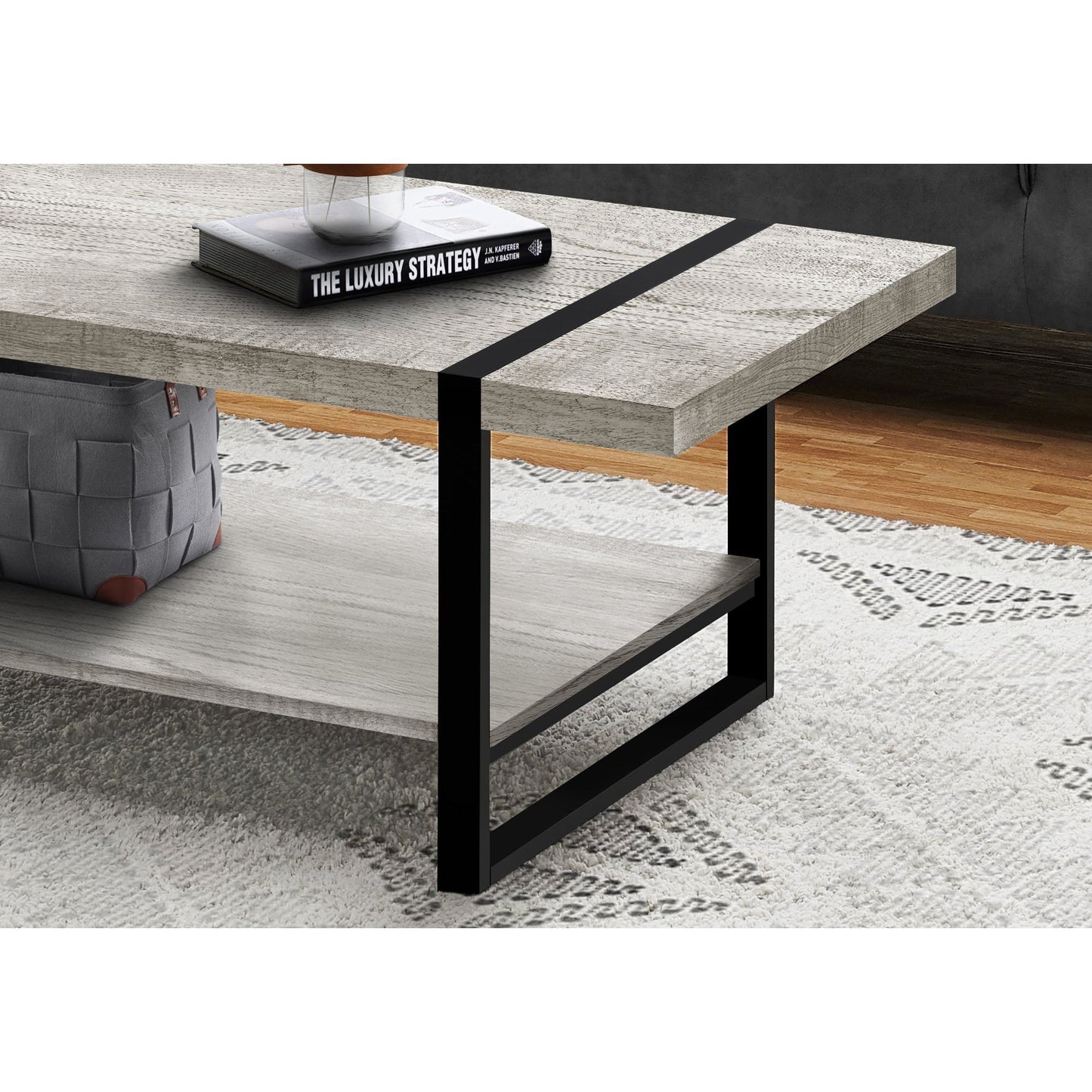 Coffee Table - Grey Reclaimed Wood-Look / Black Metal