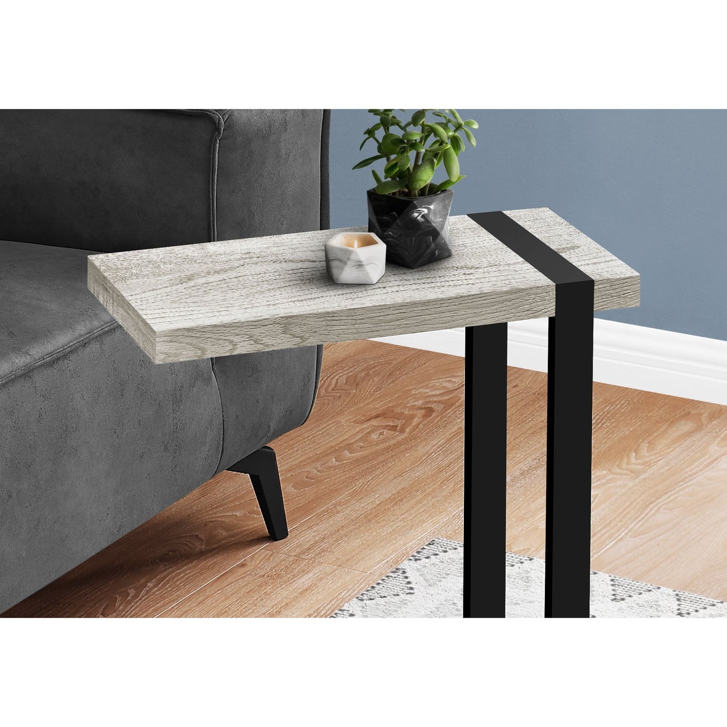 Accent Table - Grey Reclaimed Wood-Look / Black Metal