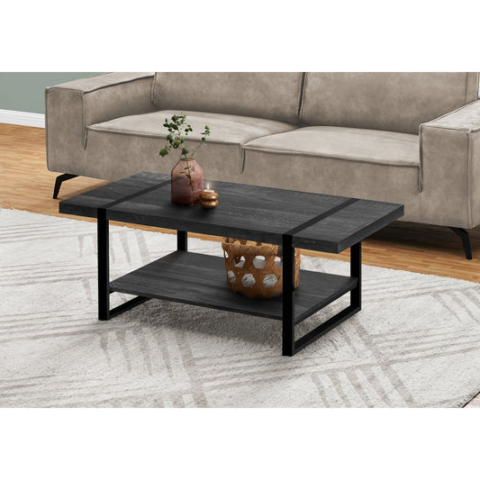 Coffee Table - Black Reclaimed Wood-Look / Black Metal