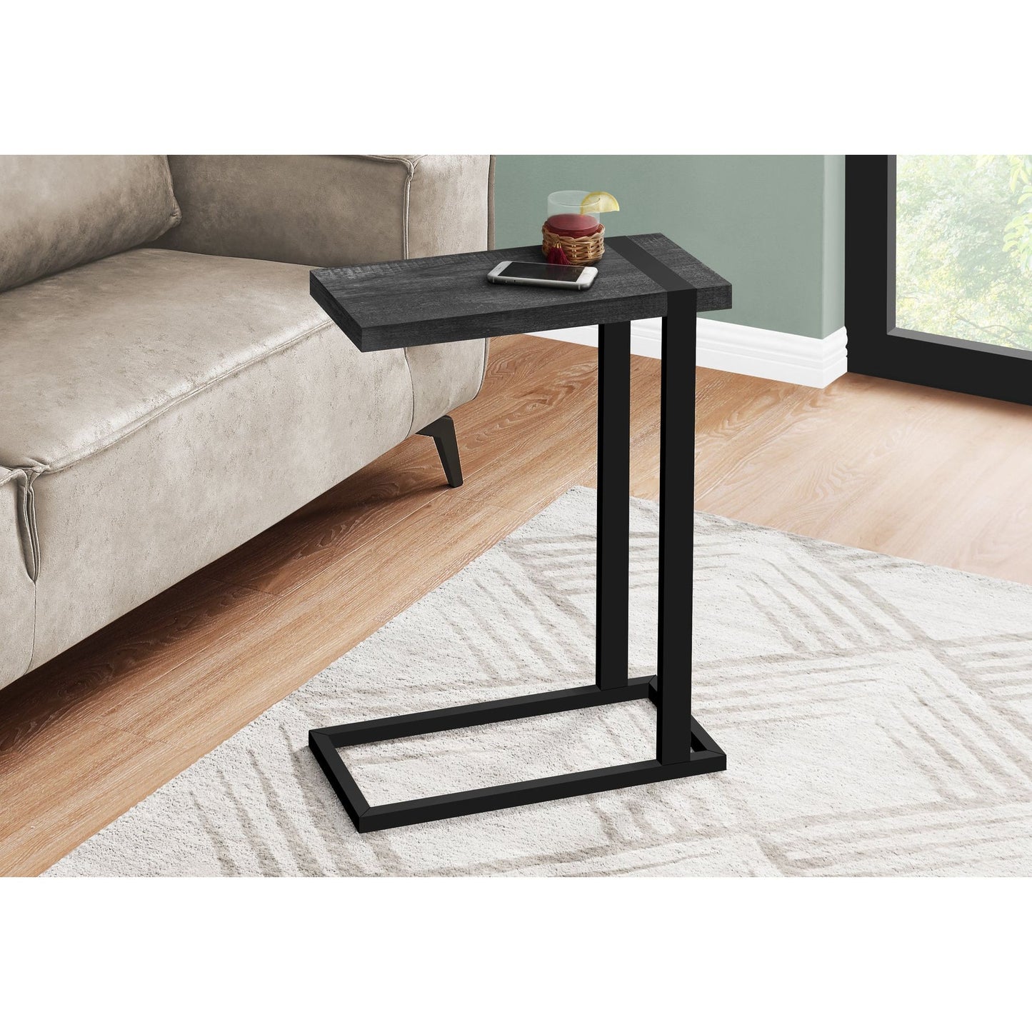 Accent Table - Black Reclaimed Wood-Look / Black Metal