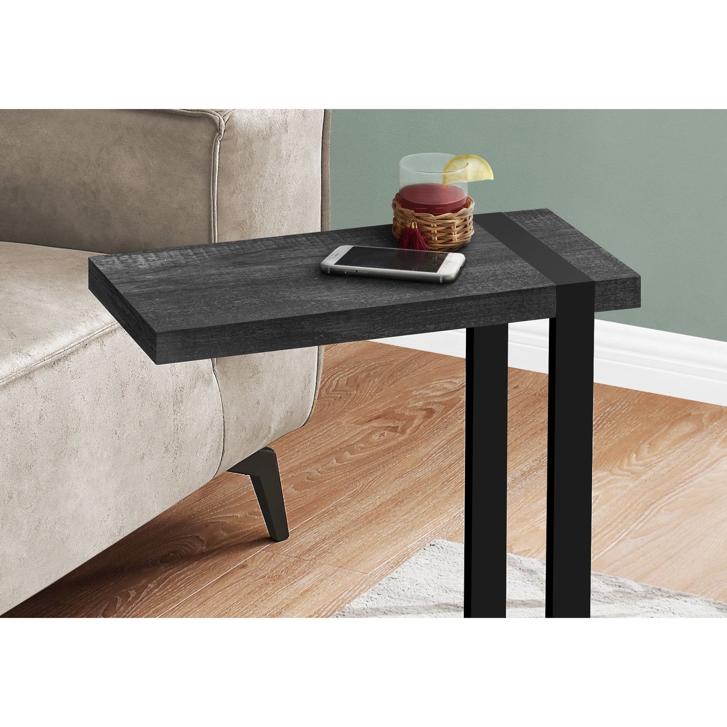 Accent Table - Black Reclaimed Wood-Look / Black Metal