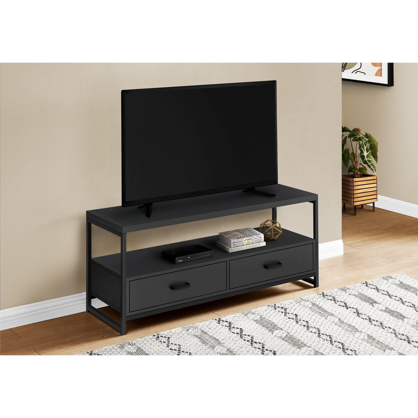 Tv Stand - 48"L / Black / Black Metal