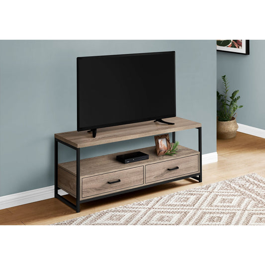 Tv Stand - 48"L / Dark Taupe / Black Metal