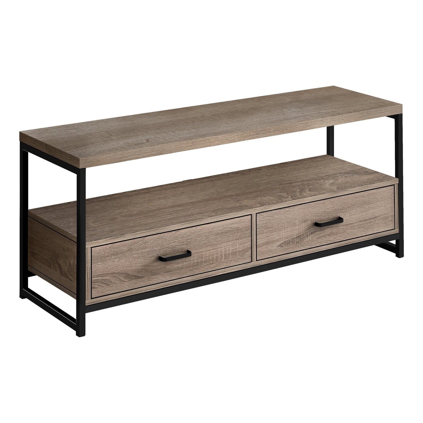 Tv Stand - 48"L / Dark Taupe / Black Metal