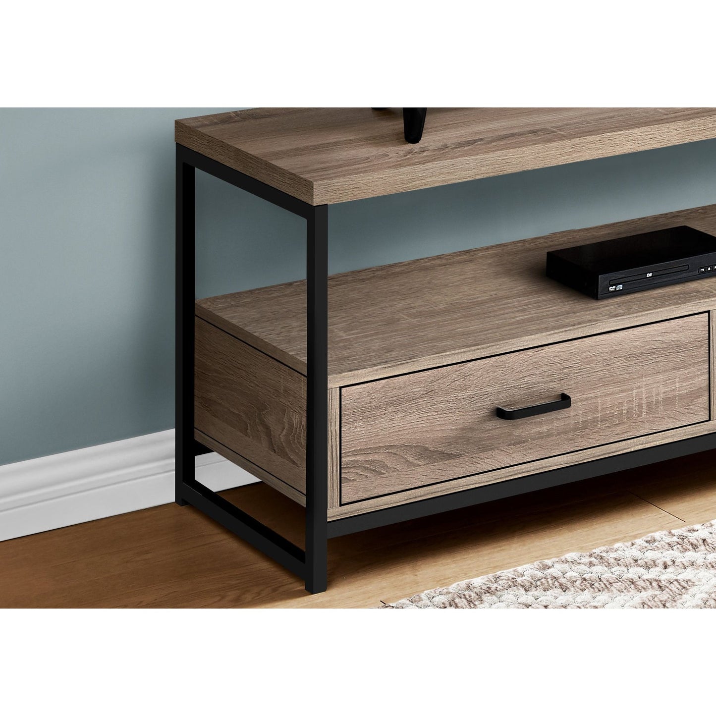 Tv Stand - 48"L / Dark Taupe / Black Metal