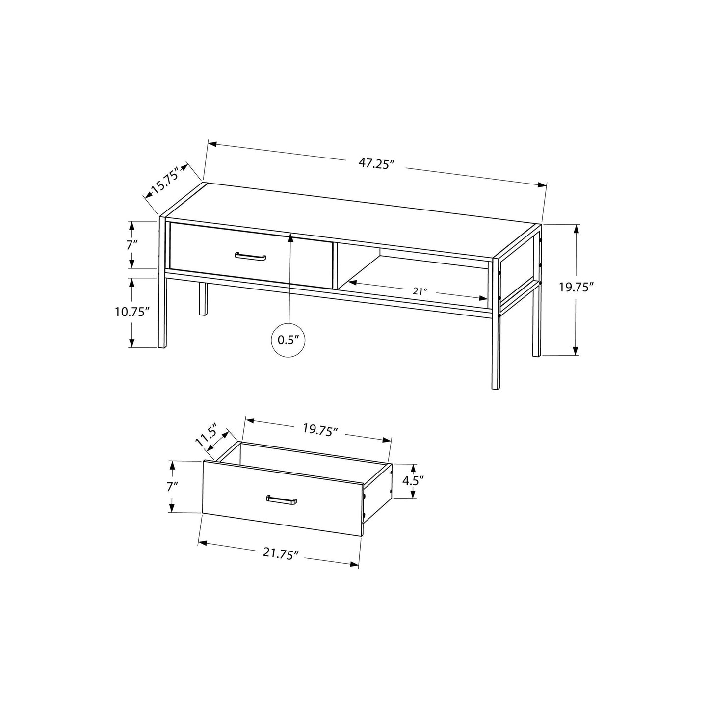 Tv Stand - 48"L / Black / Black Metal