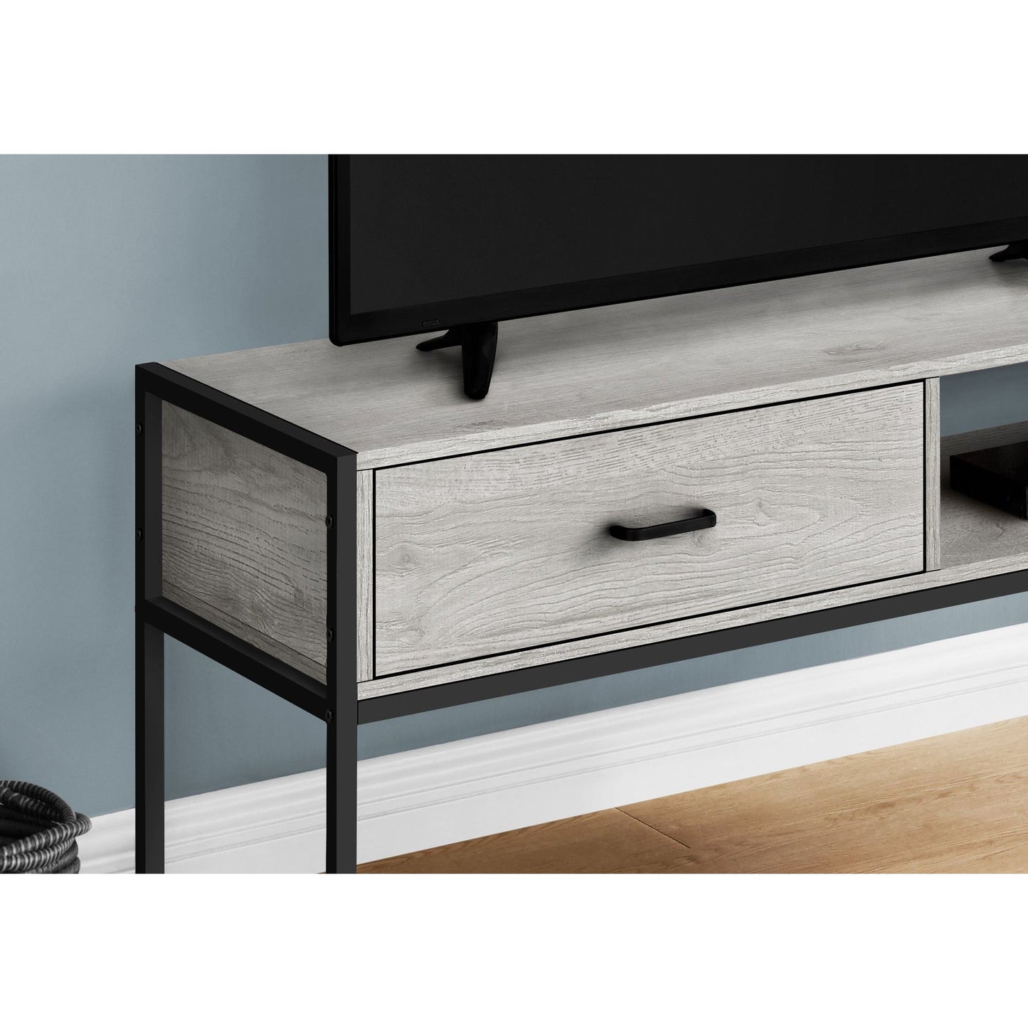 Tv Stand - 48"L / Grey / Black Metal