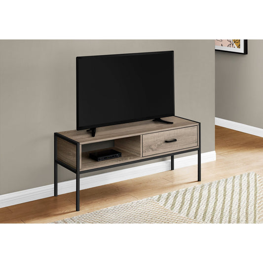 Tv Stand - 48"L / Dark Taupe / Black Metal