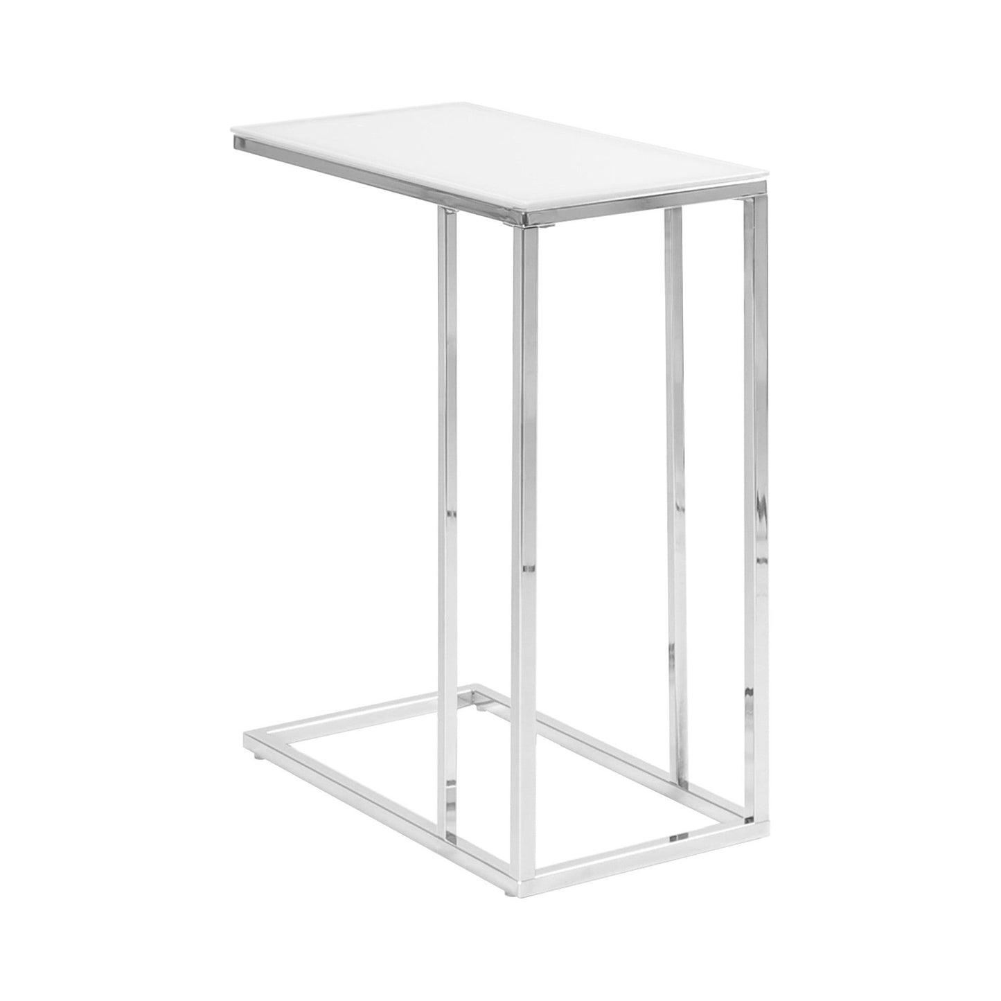 Snack Table - Chrome Metal With Frosted Tempered Glass