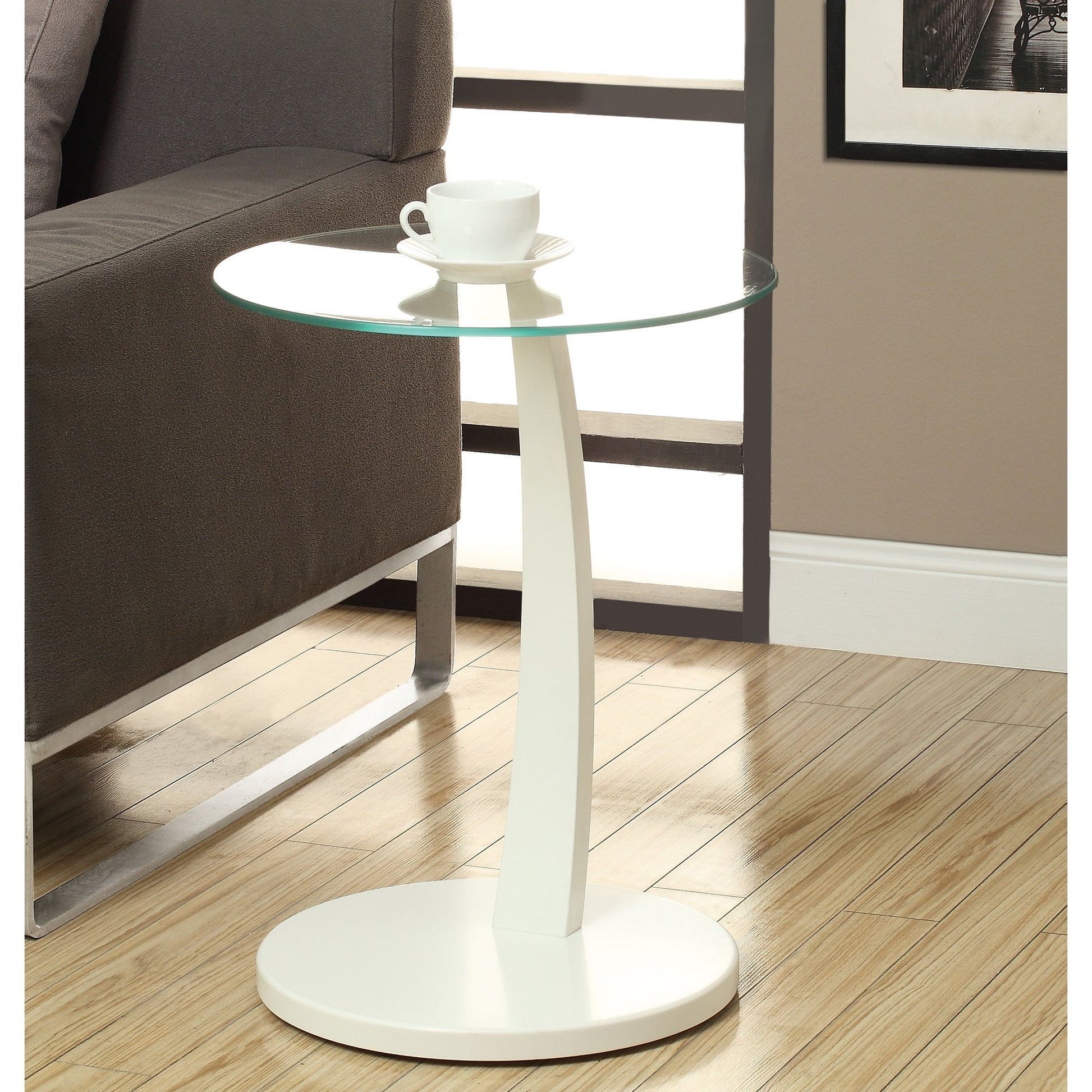 Candace & Basil Snack Table - White Bentwood With Tempered Glass