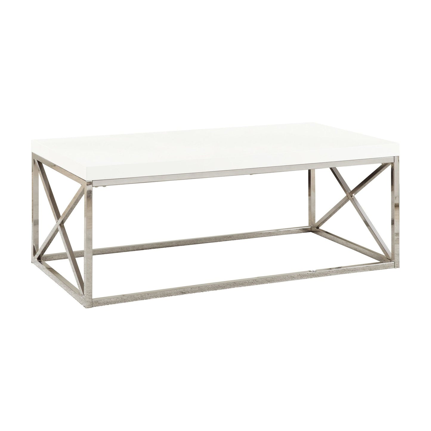 Coffee Table - Glossy White With Chrome Metal