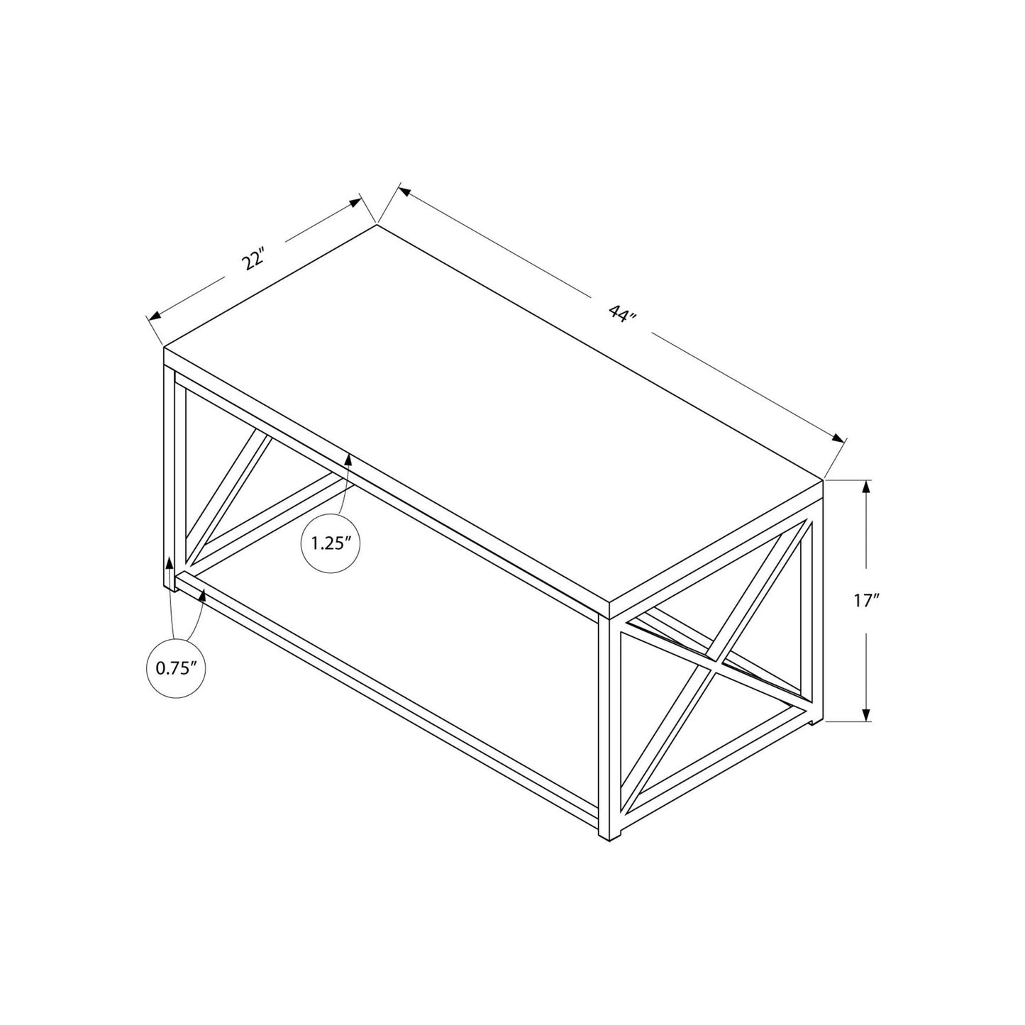 Coffee Table - Glossy White With Chrome Metal