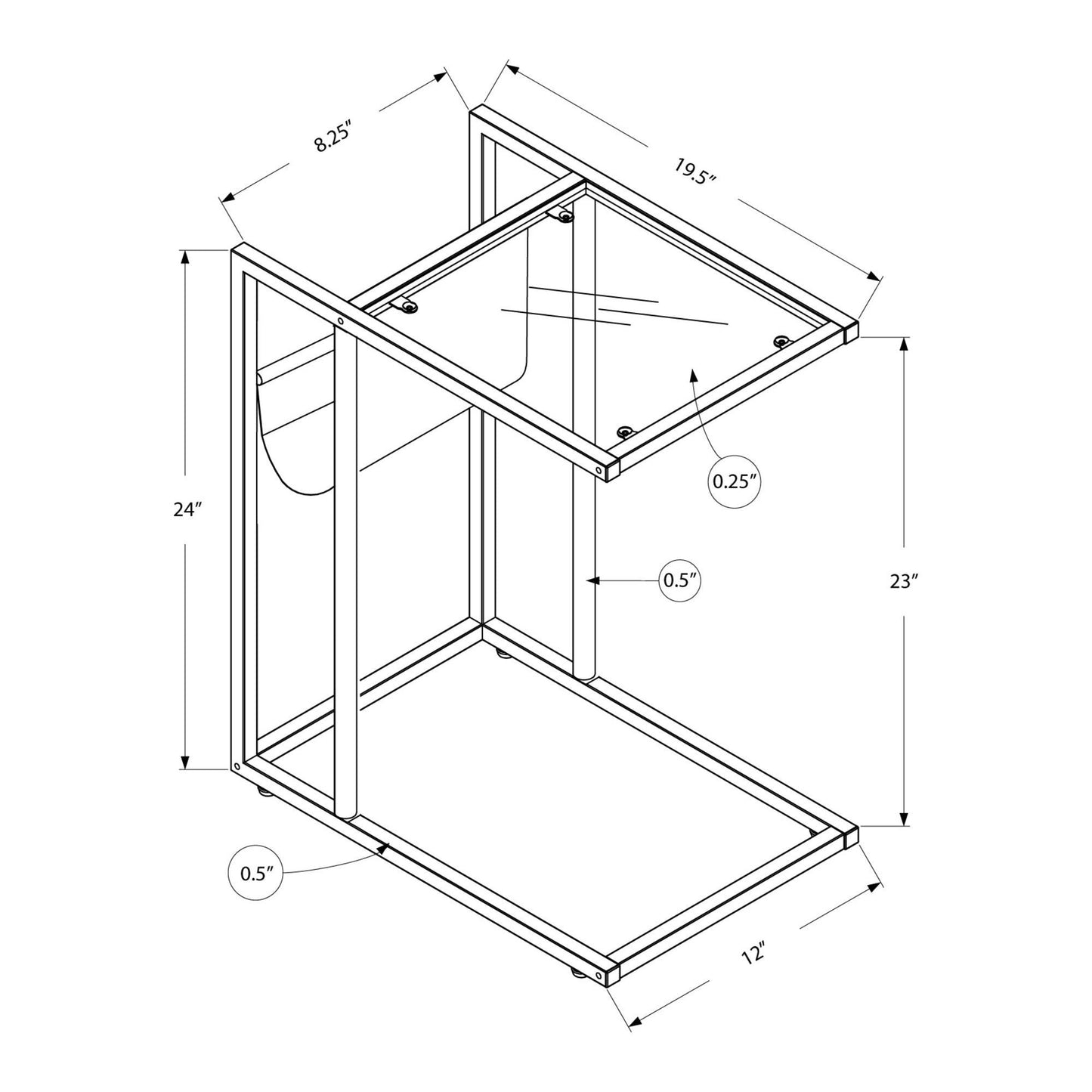 Snack Table - White / Chrome Metal With A Magazine Rack