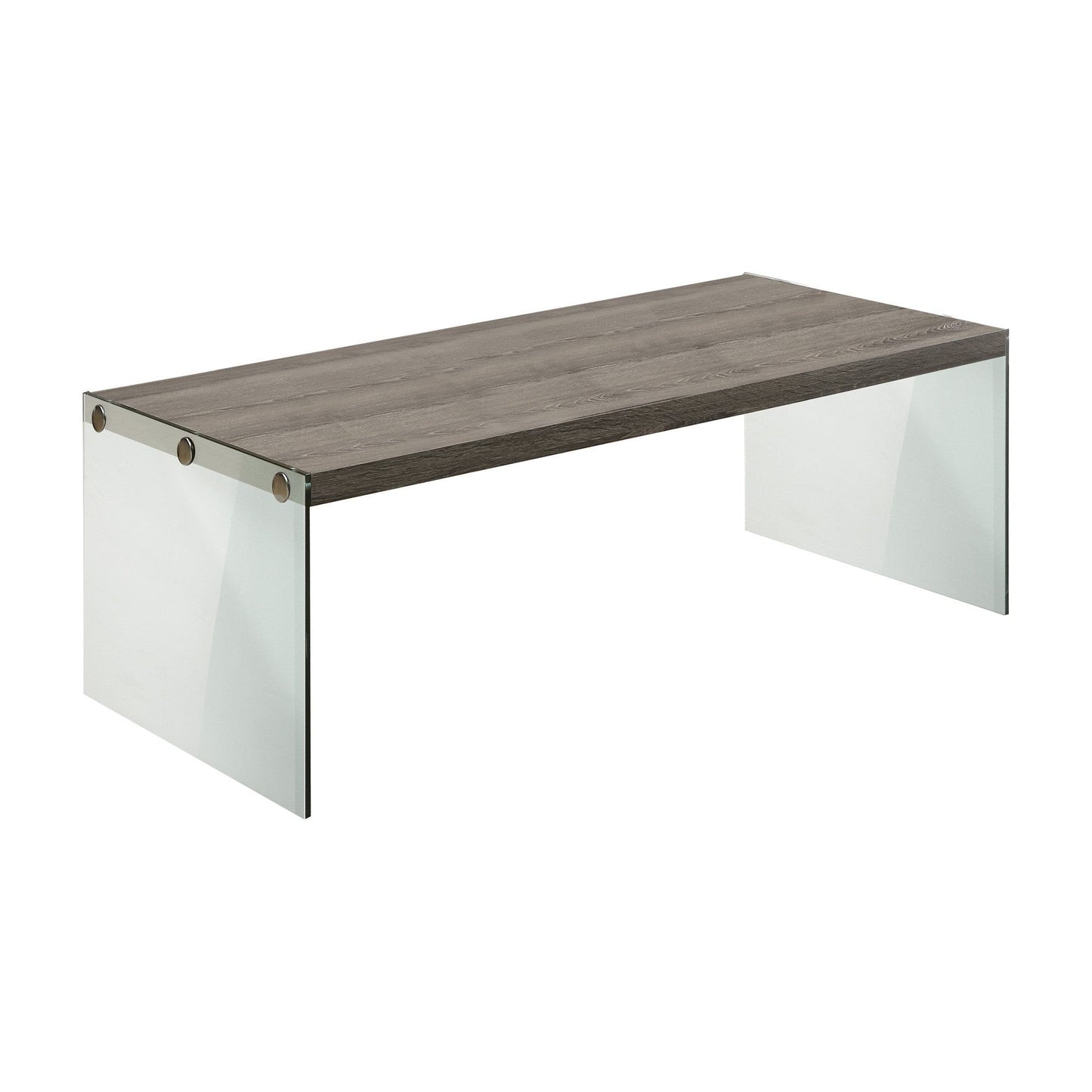 Coffee Table - Dark Taupe With Tempered Glass