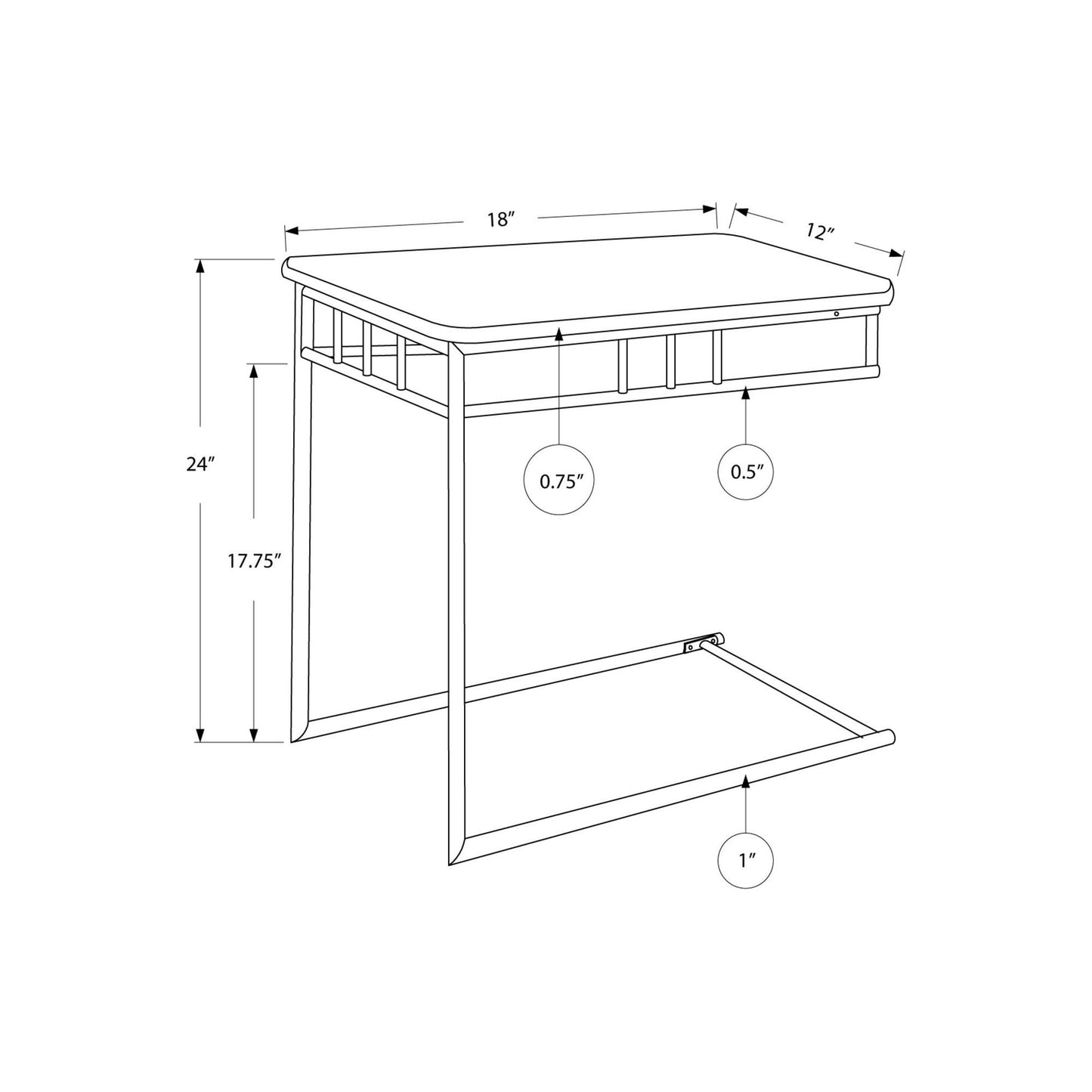 Snack Table - Grey Marble / Charcoal Metal