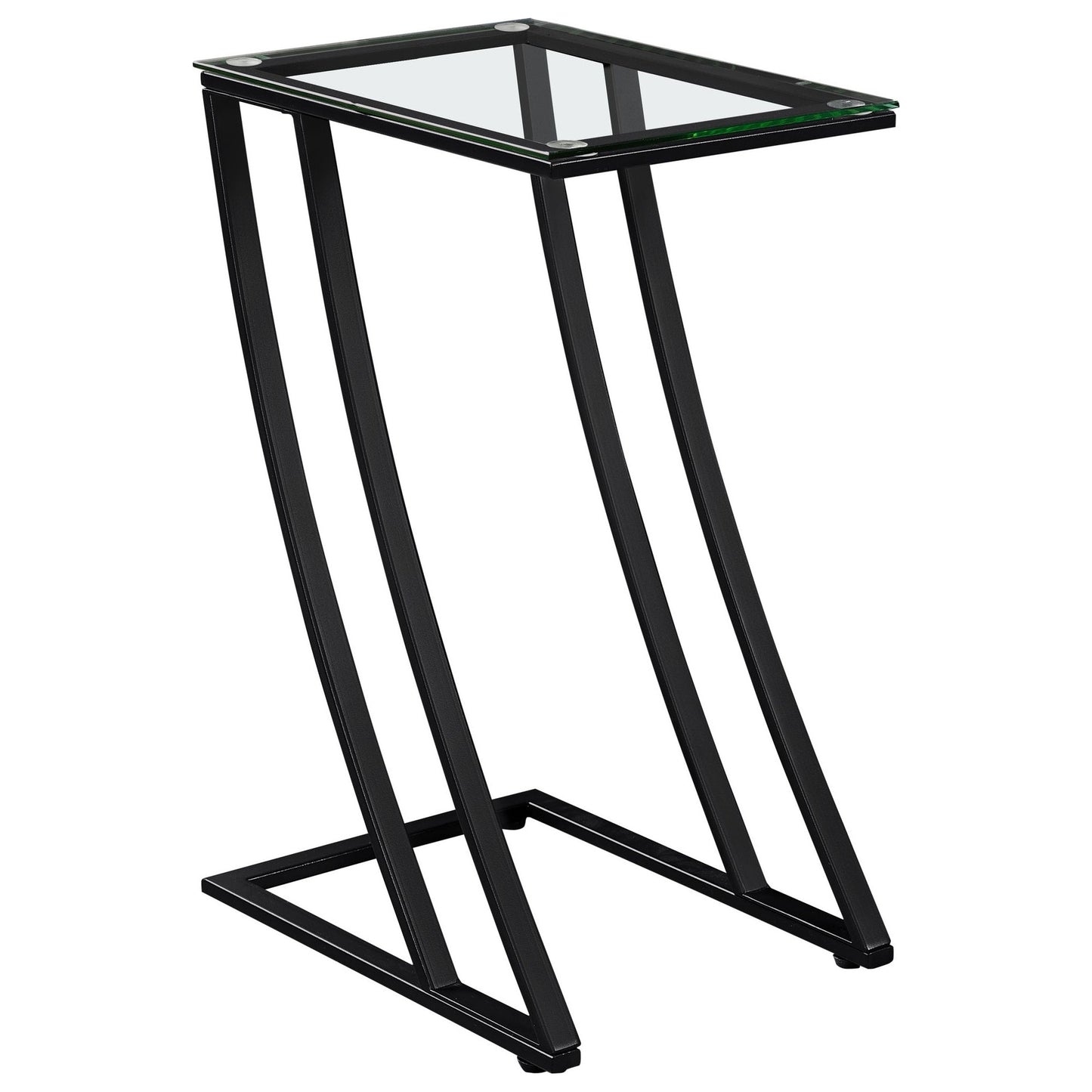 Accent Table - Black Metal With Tempered Glass