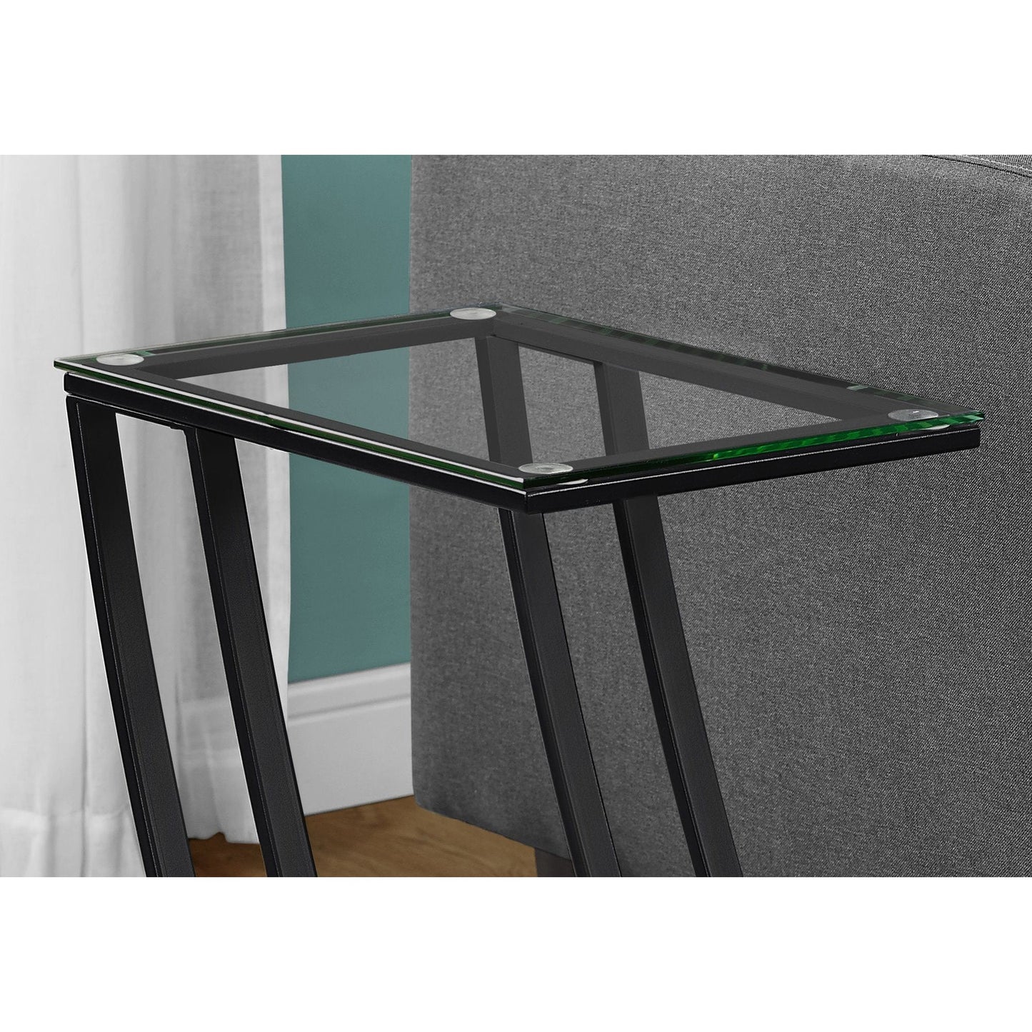 Accent Table - Black Metal With Tempered Glass