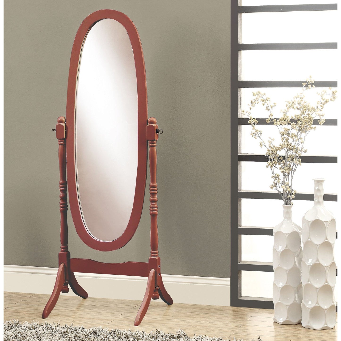 Candace & Basil Mirror - 59"H / Walnut Oval Wood Frame