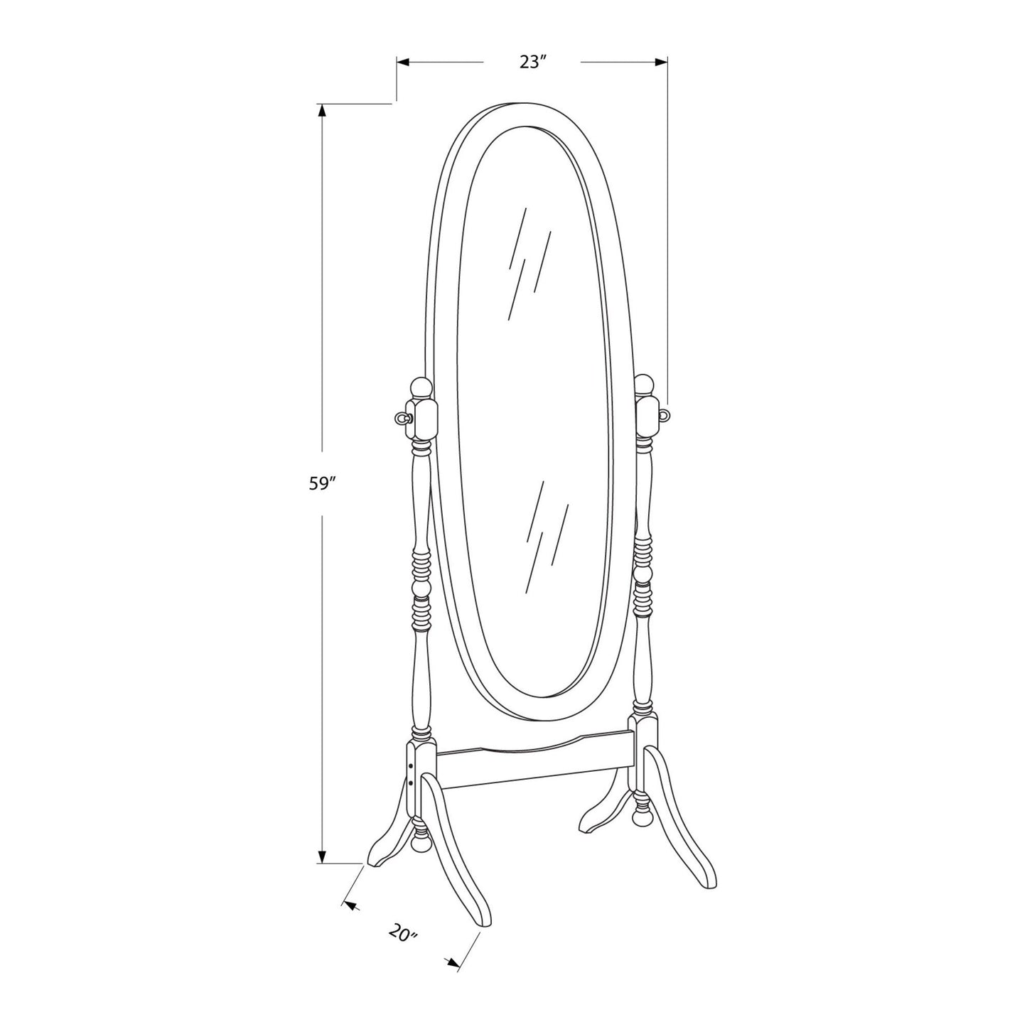 Mirror - 59"H / Walnut Oval Wood Frame