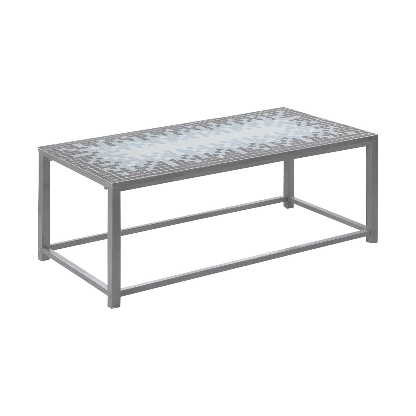 Coffee Table - Grey / Blue Tile Top / Hammered Silver