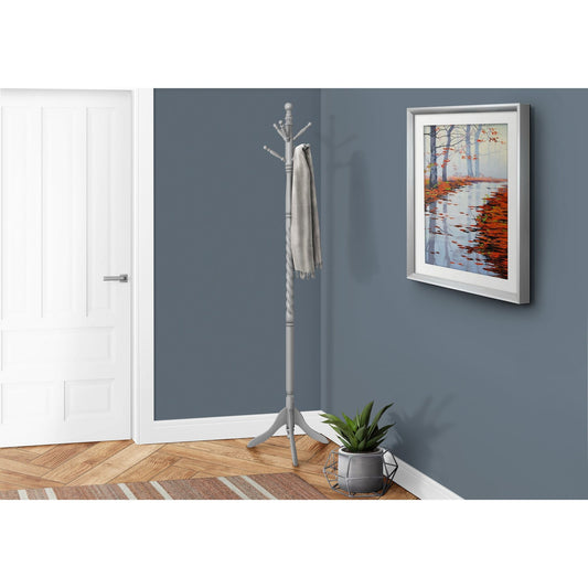 Coat Rack - 72"H / Grey Wood Traditional Style