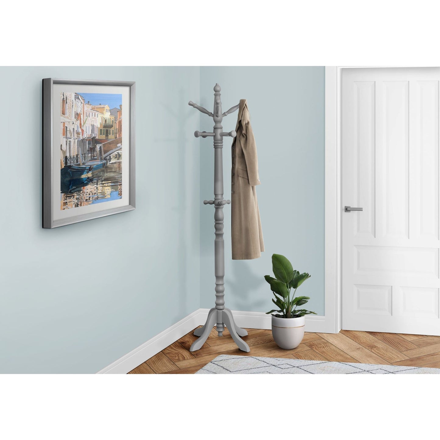 Coat Rack - 73"H / Grey Wood Traditional Style