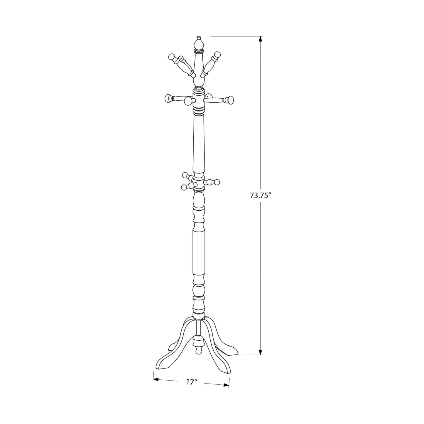 Coat Rack - 73"H / Grey Wood Traditional Style