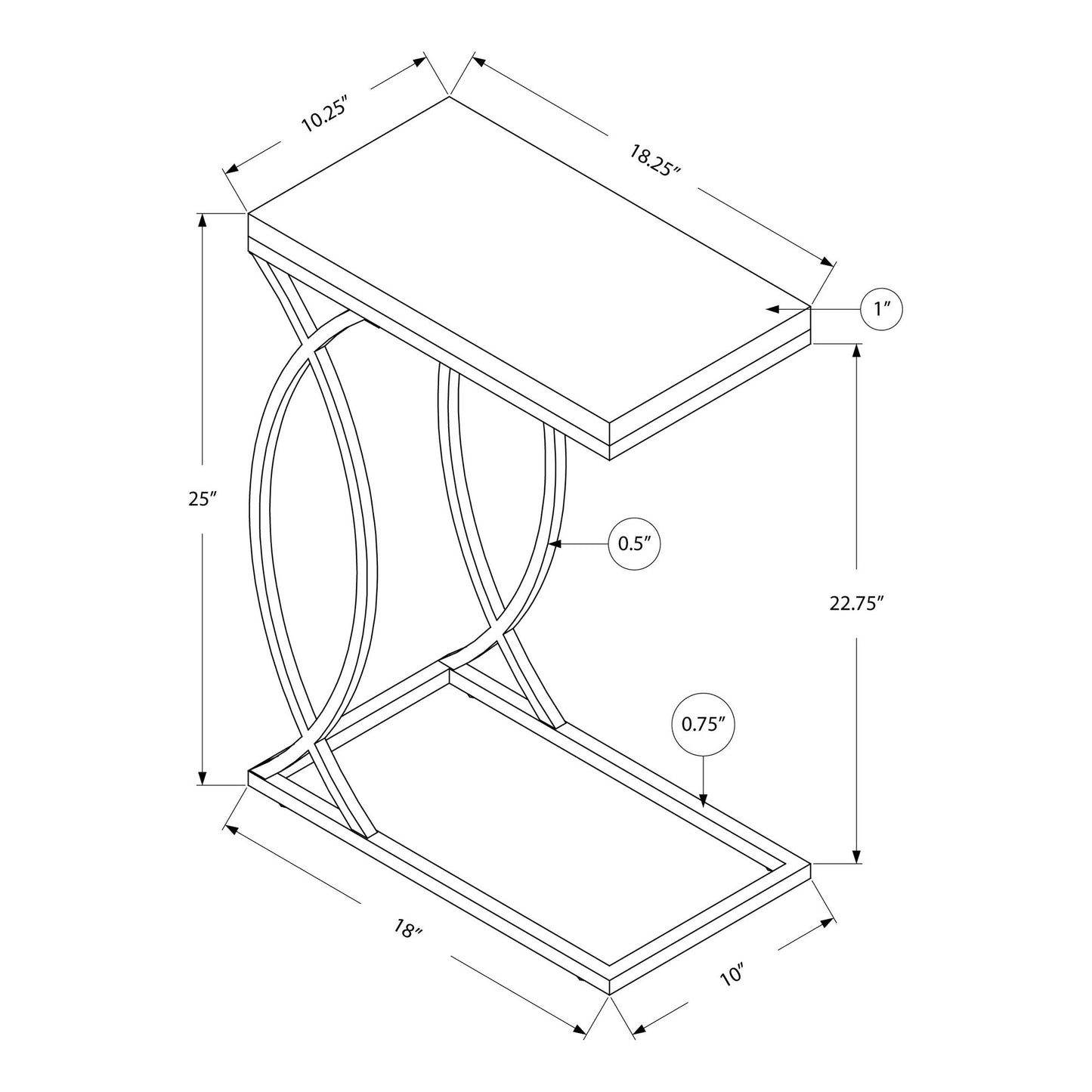 Accent Table - Glossy White With Chrome Metal