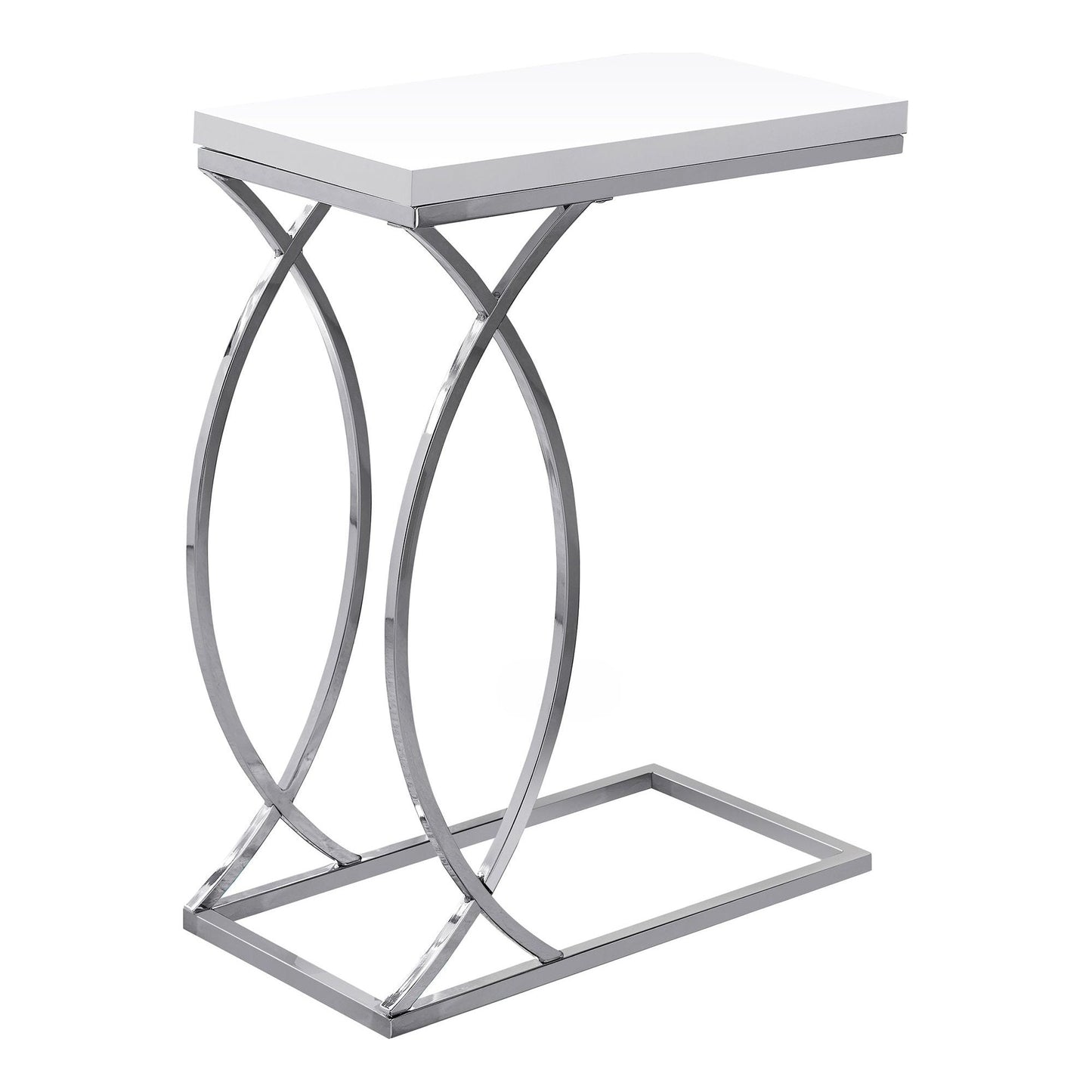 Accent Table - Glossy White With Chrome Metal