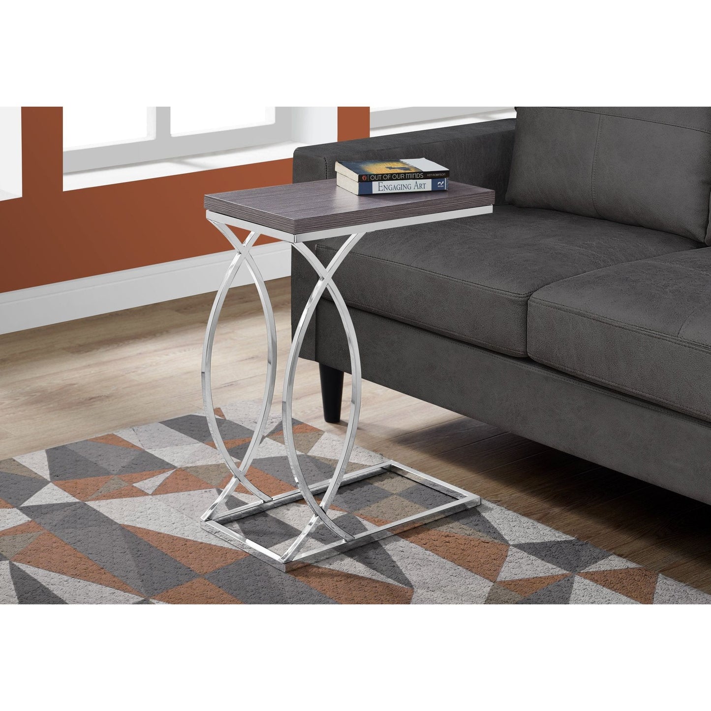 Accent Table - Grey With Chrome Metal