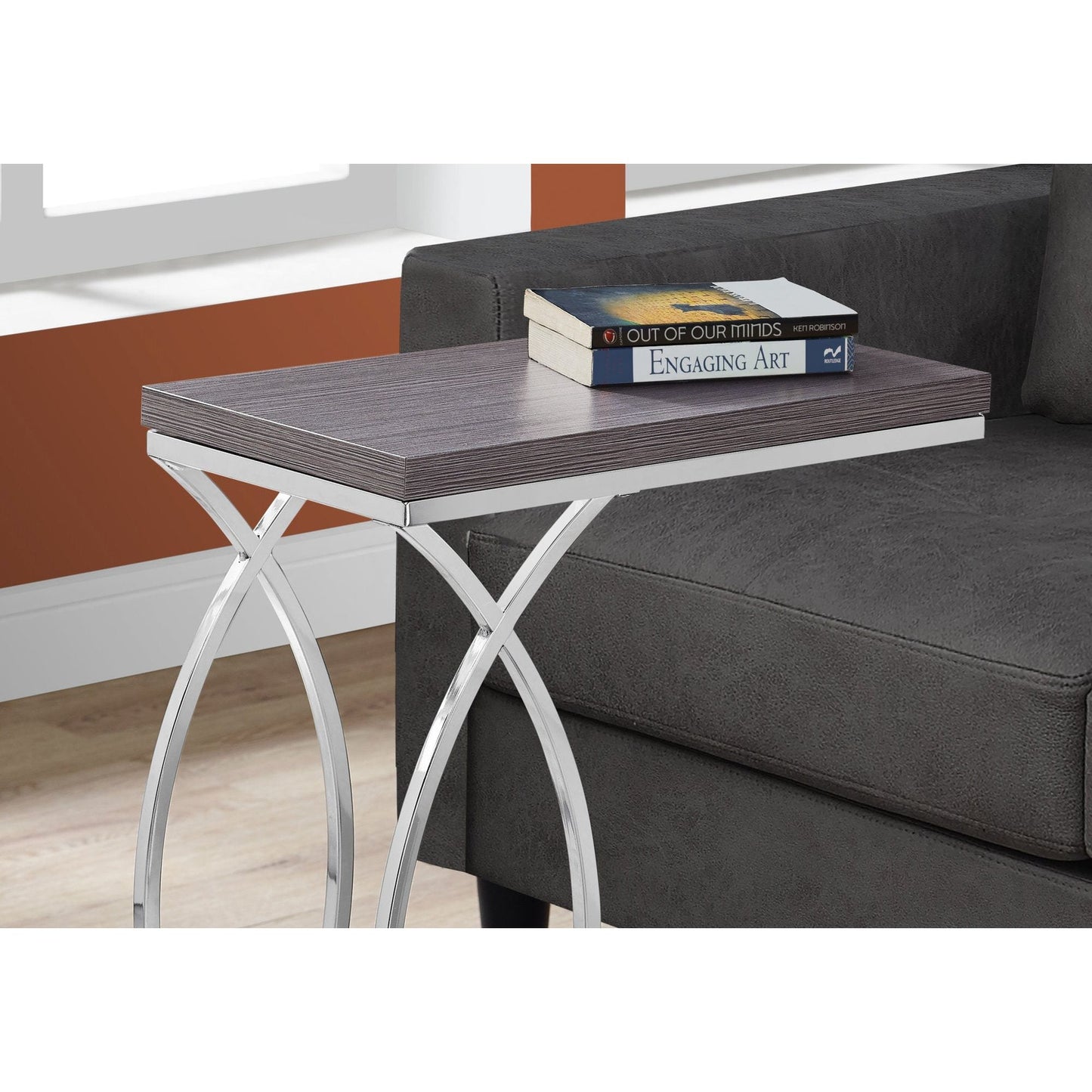 Accent Table - Grey With Chrome Metal