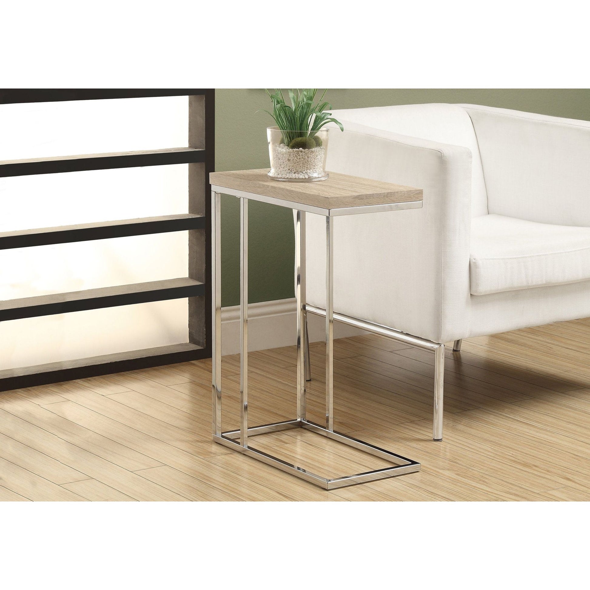 Candace & Basil Accent Table - Natural With Chrome Metal