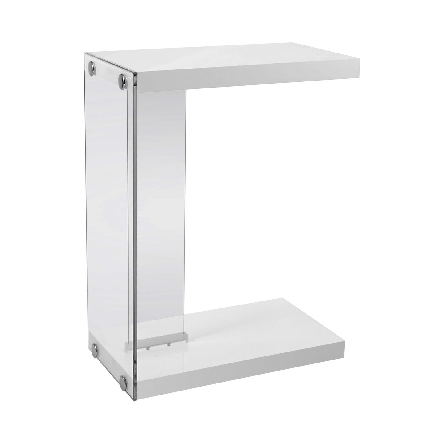 Snack Table - Glossy White With Tempered Glass