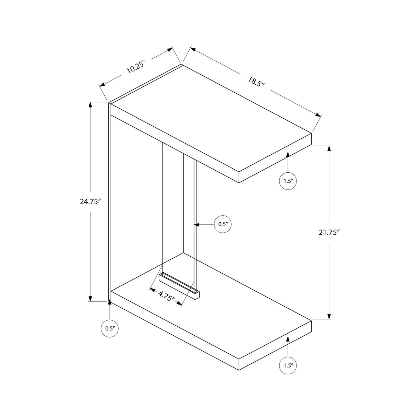 Snack Table - Glossy White With Tempered Glass