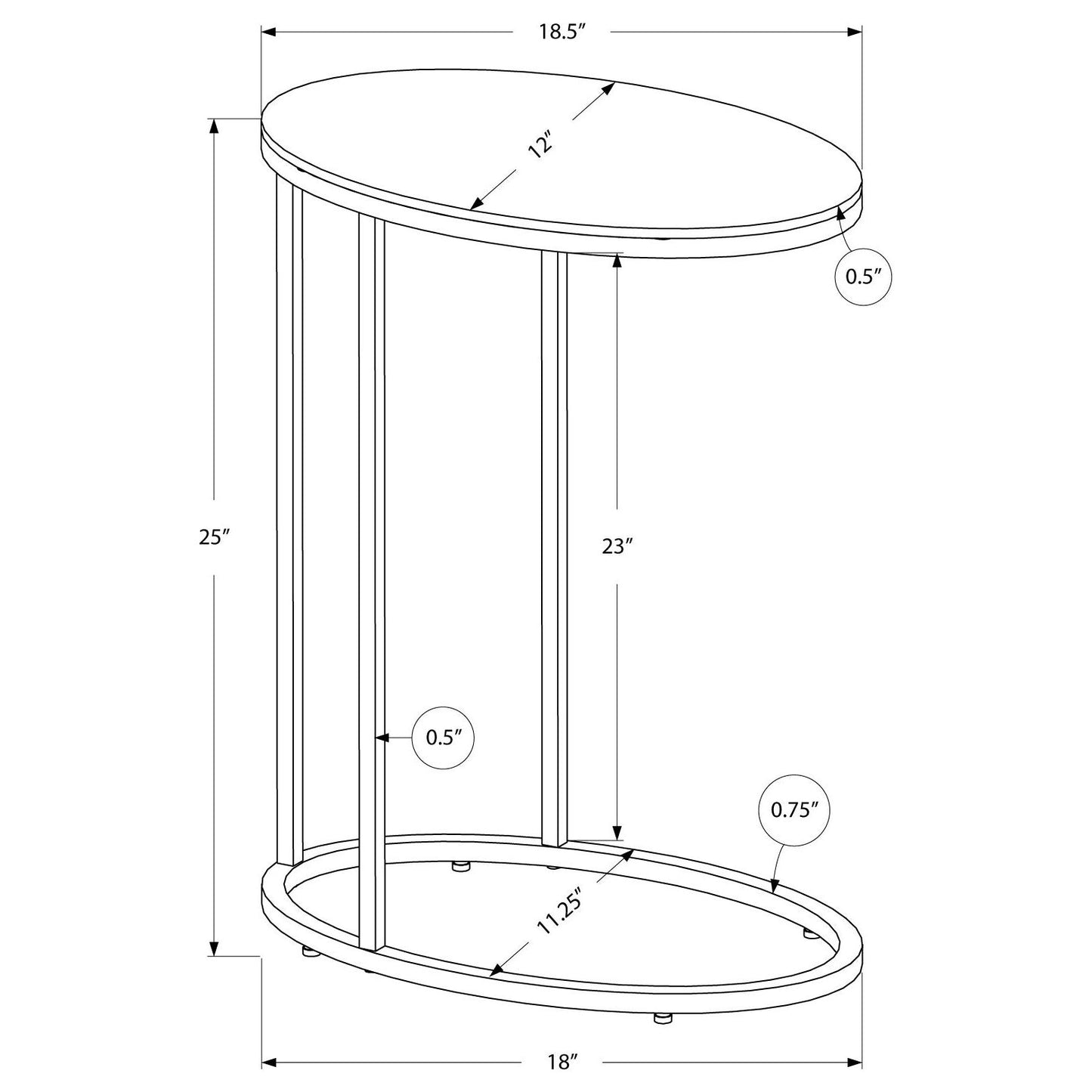 Accent Table - Oval / Glossy White With Chrome Metal