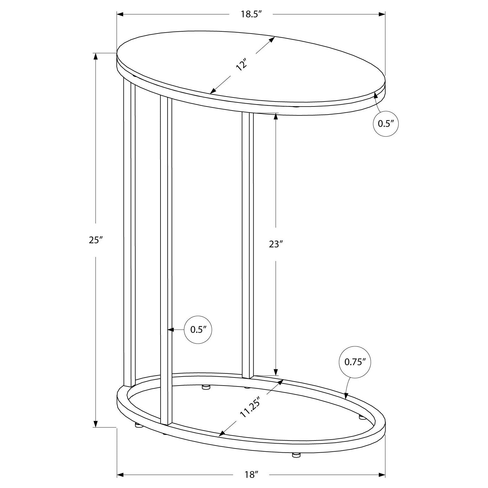 Accent Table - Oval / Glossy White With Chrome Metal