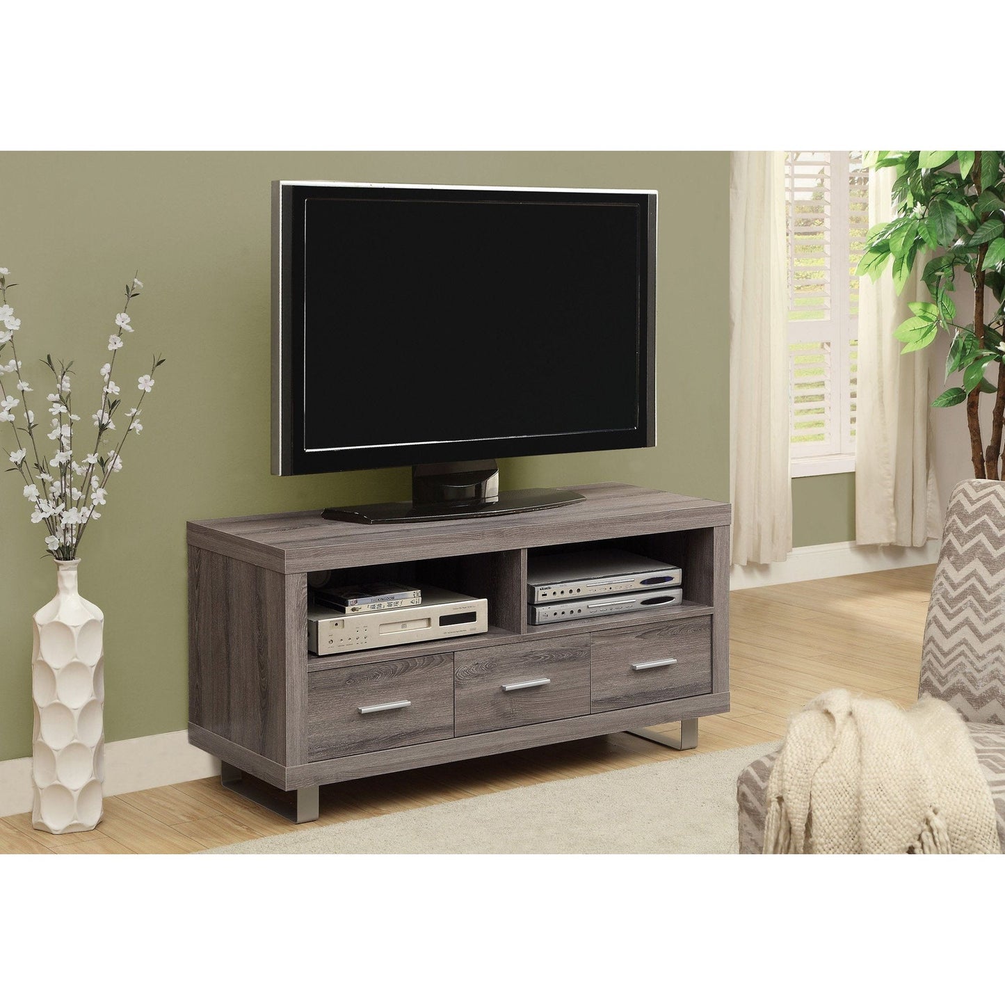 Candace & Basil TV Stand - 48" L / Dark Taupe With 3 Drawers