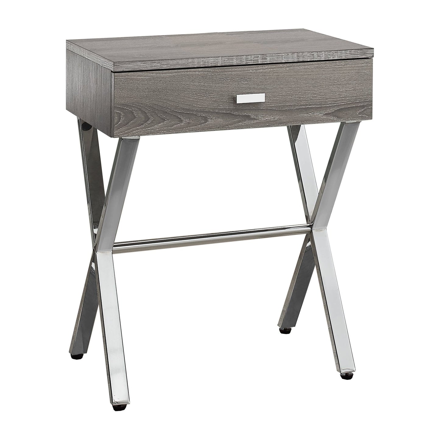 Accent Table - Dark Taupe / Chrome Metal Night Stand